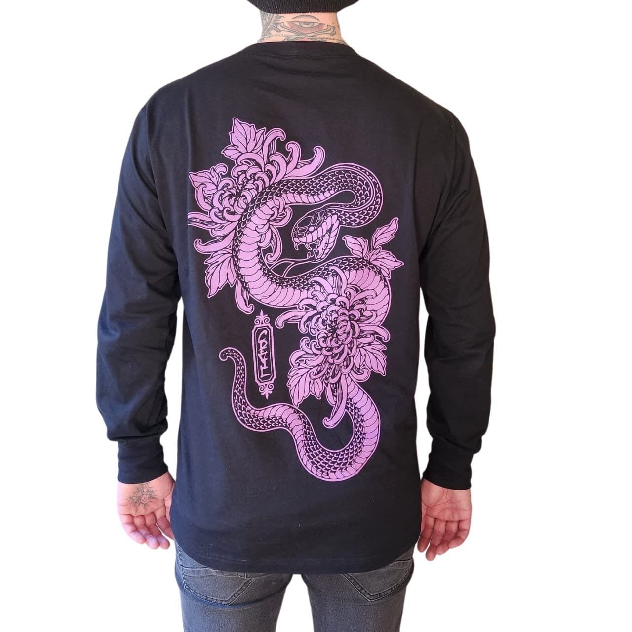 Black Longsleeve Purple Snake Tee