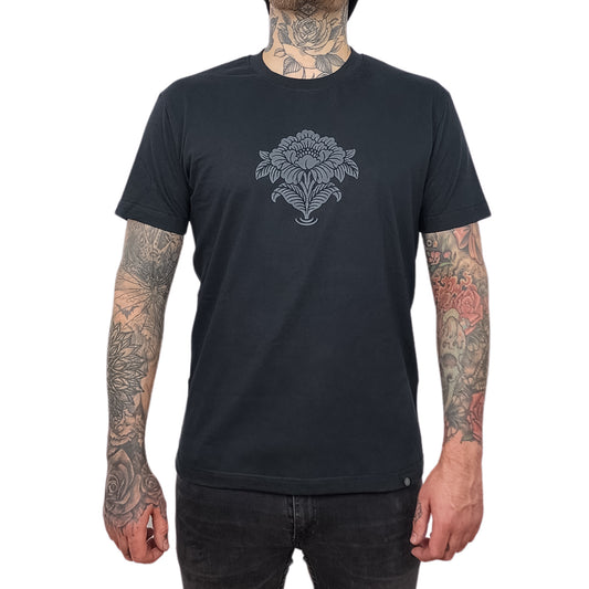 Black Ornamental Flower Tee