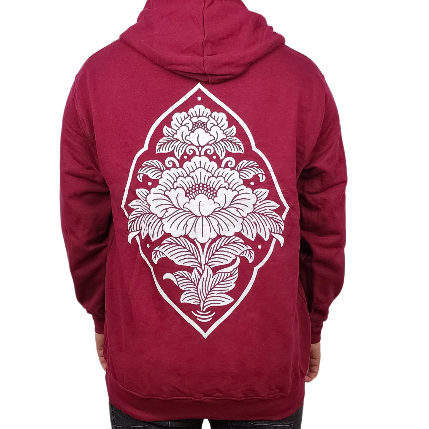 Maroon Ornamental Flower Hoodie