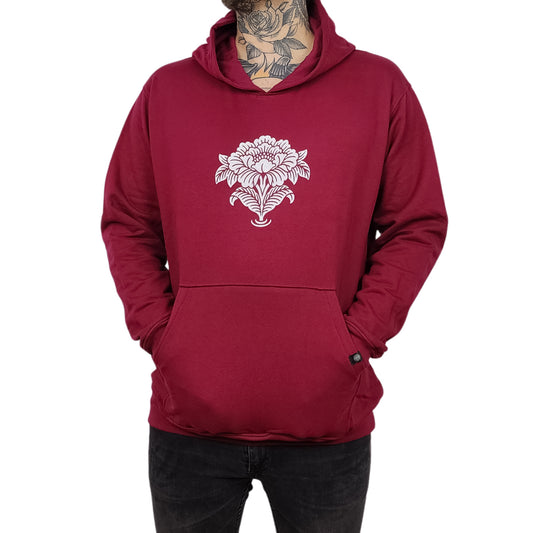 Maroon Ornamental Flower Hoodie